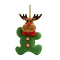 Handmade plush Christmas reindeer hanging ornament in green dancing body with red bow - Christmas Elk Pendant