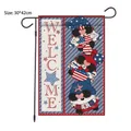 Independence Day garden flag with cartoon gnomes and stars and stripes pattern - Triple Stacked Gnomes Welcome Style (HL-Independence Flag 01) / 30x42cm