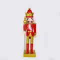 Handcrafted 25cm classic red and gold wooden nutcracker soldier for Christmas decor - 25cm / Scepter