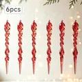 Set van 6 glanzend rode acryl gedraaide ijspegel ornamenten voor kerstboom decoratie - Red Icicle Hanging Ornament 6PCS / Set van 6 / Rood
