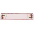 Christmas table runner with red tractor and pine tree print for holiday decor - Red and Black Plaid Tractor Style