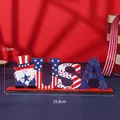 Adorno de mesa de madera de gnomo patriótico de EE. UU. para decoración del Día de la Independencia - Adorno Gnomos Letras USA