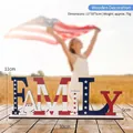 Wooden FAMILY letter ornament with American flag pattern for Independence Day - Family