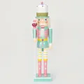 38cm large pastel candy-colored wooden nutcracker soldier for Christmas party decor - 38cm / Emerald Green