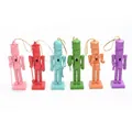 Set of six colorful 13cm wooden nutcracker hanging ornaments in vibrant pastel shades - 13cm (ai-6 Pieces/Pack) / Colorful