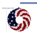 12-inch American Independence Day wreath with red, white, and blue roses and stars. - Red White Blue PE Rose Style (DLR042) / 30cm