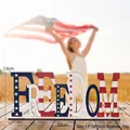 Independence Day wooden Freedom letter ornament with American flag stars and stripes - Freedom