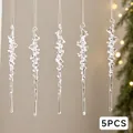 Set van 5 transparante acryl ijspegel ornamenten voor kerstboomdecoratie - Schroefdraad Hangend Ornament (P-M143) / 5 Stuks / Transparant