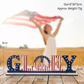 Rustic Independence Day wooden GLORY tabletop sign featuring US flag stars and stripes pattern - GLORY