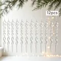 Set van 12 transparante acryl gedraaide ijspegelornamenten voor de kerstboomdecoratie - Helder Ijspegel Hangend Ornament (P-M144) / Set van 12 / Transparant