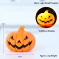 Mini Halloween glowing pumpkin ornament, 6x5cm battery-operated LED jack-o-lantern - Warm Light Pumpkin / 6x5cm