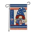 Independence Day garden flag with patriotic gnome and USA banner design 30x42cm - Gnome Holding USA Flag Style (HL-Independence Flag 08) / 30x42cm