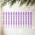 Set van 12 paarse acryl spiraal ijspegel ornamenten voor luxe kerstboomversiering - Paars Ijspegel Hangend Ornament (P-M145) / Set van 12 / Paars