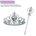 Elegant silver princess costume accessory set featuring heart crown and matching wand - Tiara and Wand Set / Tiara 15x7cm/Wand 30.5x7cm / White