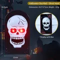 Timbre de calavera de Halloween con ojos rojos brillantes para decoración de terror - Blanco
