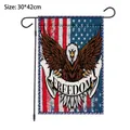 Independence Day American flag garden flag with eagle and freedom text print 30x42cm size - Spreading Eagle Freedom Style (HL-Independence Flag 09) / 30x42cm