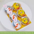 Lot de 6 figurines de poussins et lapins de Pâques en peluche faits main pour déco - Style Poupée Poussin Lapin Nid (Ensemble 6 Pcs 5cm) / Lot de 6