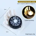 Halloween skeleton hand LED candle lamp with spiderweb pattern for desk decor, 6x5cm - Ghost Hand Palm (White) / Spider Web