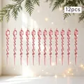 12-delige set roze acryl gedraaide ijspegel ornamenten voor kerstboomdecor - Roze Ijspegel Hangend Ornament (P-M147) / Set van 12 / Roze