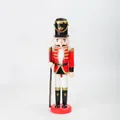 Klassische 30cm europäische Nussknacker-Soldatenfigur mit Stoffuniform für die Dekoration - 30cm / Orangerot