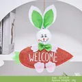 Easter bunny carrot hanging decoration with Welcome sign green variant - Green Carrot Rabbit (SH23049) / 30x27cm