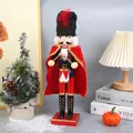 Classico soldato schiaccianoci in legno da 38 cm per decorazioni natalizie festive - Stile Tamburino (SB58197) / H38CM Base: 9x8CM / Grigio chiaro