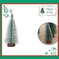 15cm frosted mini Christmas tree with wooden base for miniature DIY holiday landscape decor - A-S13 15cm Snow Tipped Pine Tree