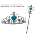 Set di diadema e bacchetta magica argento per bambini con gemme blu a forma di cuore - Set Tiara e Bacchetta / Tiara 15x7cm/Bacchetta 30.5x7cm / Blu