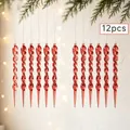 Set van 12 rode gedraaide acryl ijspegel kerstboomhangers voor feestelijke decoratie - Rood Ijspegel Hangend Ornament (P-M148) / Set van 12 / Rood