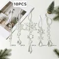Set van 10 heldere acryl sneeuwvlok en ijspegel hangers voor kerstboom decoratie - Helder Ijspegel Set (P-M149) / 10 Stuks Verpakking / Transparant