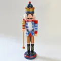 Classic 38cm wooden nutcracker soldier doll for Christmas and New Year party decoration - Blue Crown Lattice Style (SB58197)