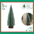 Decorative 25cm snow-dusted miniature Christmas tree with a natural wooden base detail - A-S15 25cm Snow Tipped Pine Tree