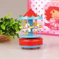 Classic red and blue carousel music box with rotating white horses home decor gift - Style No. 3 (Red/Blue/White/Gold) / 20x10.5x6cm