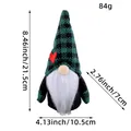 Festive Christmas gnome plush doll with green checkered hat and specific dimensions - Beard Style (B1-3) / Green & Black Plaid