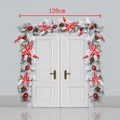Guirnalda navideña flocada de 120cm con lazos rojos bayas y piñas decorativa hogar - Guirnalda Flocada Roja / 1.2m
