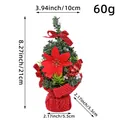 Mini 21cm Christmas tree table ornament with red poinsettia flower and bows decoration - Red Style (K3-12A)