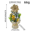 20cm mini Christmas tree desktop ornament with gold glitter flower and burlap base - Gold Style (K3-13B)