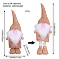 Gnome de Noël télescopique en tissu bronze avec nez lumineux LED et barbe blanche - P3-31 Style Masculin Doré