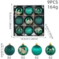 Set di 9 decorazioni natalizie dipinte di verde con vari motivi e texture diverse - Set da 9 Pezzi / Verde malachite