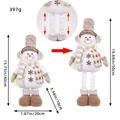 Bonhomme de neige de Noël télescopique en peluche, chapeau à carreaux, hauteur 40-50 cm. - S1-25 Bonhomme de Neige à Haut-de-forme