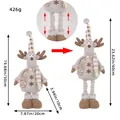 Poupée de renne de Noël télescopique debout avec dimensions détaillées pour décoration - S1-26 Renne à Bonnet Pointu