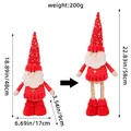 Gnome de Noël télescopique en peluche Père Noël avec jambes réglables pour vitrine - C2-6 Père Noël Télescopique Bonnet Rouge Pieds Rouges