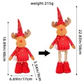 Peluche de renne de Noël télescopique avec jambes réglables et hauteur de 48 à 58 cm - D1-28 Renne Télescopique Bonnet Rouge Pieds Rouges
