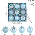 Set di 9 palline di Natale azzurre per l'albero con vari motivi e finiture festive - Set da 9 Pezzi / Azzurro