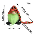 Halloween gnome plush with green beard and knitted hat, size details 15cm height. - Green Beard Style (Z2-23)