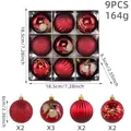 Set di 9 palline di Natale rosse dipinte in confezione regalo, 6cm - Set da 9 Pezzi / Rosso scuro