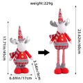 Poupée en peluche de renne de Noël télescopique, hauteur réglable de 45 cm à 60 cm - B3-24 Renne Télescopique Bonnet Tricoté Pieds Rouges