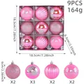 Set di 9 palline di Natale rosa assortite con misure dettagliate delle dimensioni - Set da 9 Pezzi / magenta