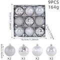 Set di 9 palline di Natale argento con confezione regalo da 18,5cm e texture assortite - Set da 9 Pezzi / Argento