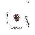 Detailed dimension view of a mini brown plastic pine cone ornament measuring 3cm for Christmas DIY - Pine Flower Style (A3-24) / 3cm